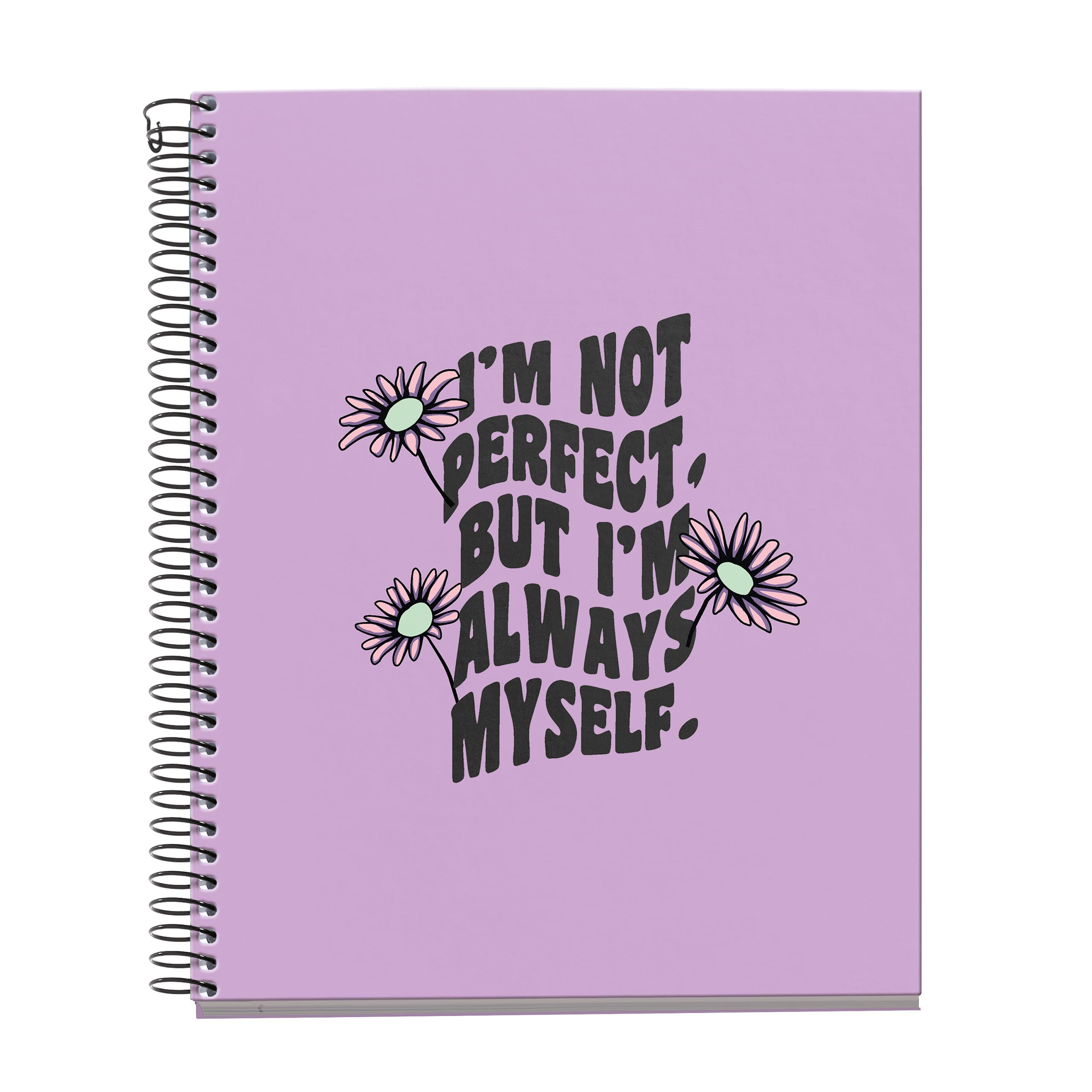 Miquelrius - Notebook A5 (148 x 210 mm), 5 mm grid, 120 sheets of 70 g/m², cardboard cover, 4 coloured stripes, spiral, Happy Daisies collection, Mauve