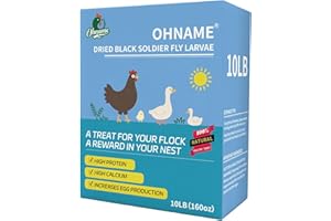 OHNAME 10LB Dried Black Soldier Fly Larvae for Chickens - 85X More Calcium Than Mealworms for Strong Eggshells, High-Protein Chickens Treats for Laying hens, Birds, Ducks
