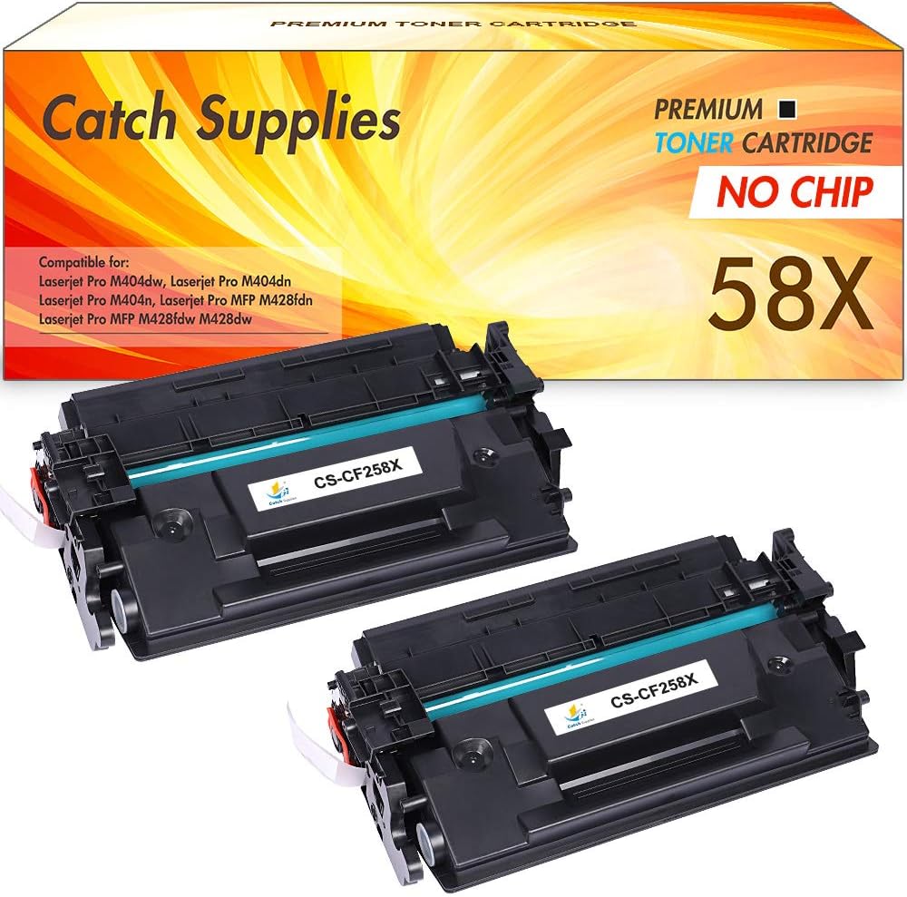 Catch Supplies Compatible Toner Cartridge Replacement for HP 58X CF258X Toner for HP Laserjet Pro M404dn M404dw M404n MFP M428fdw M428fdn M428dw M404 M428 Printer Toner (Black, 2-Pack)