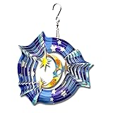 LJlifArt Wind Spinner Moon and Star 6 inches 3D