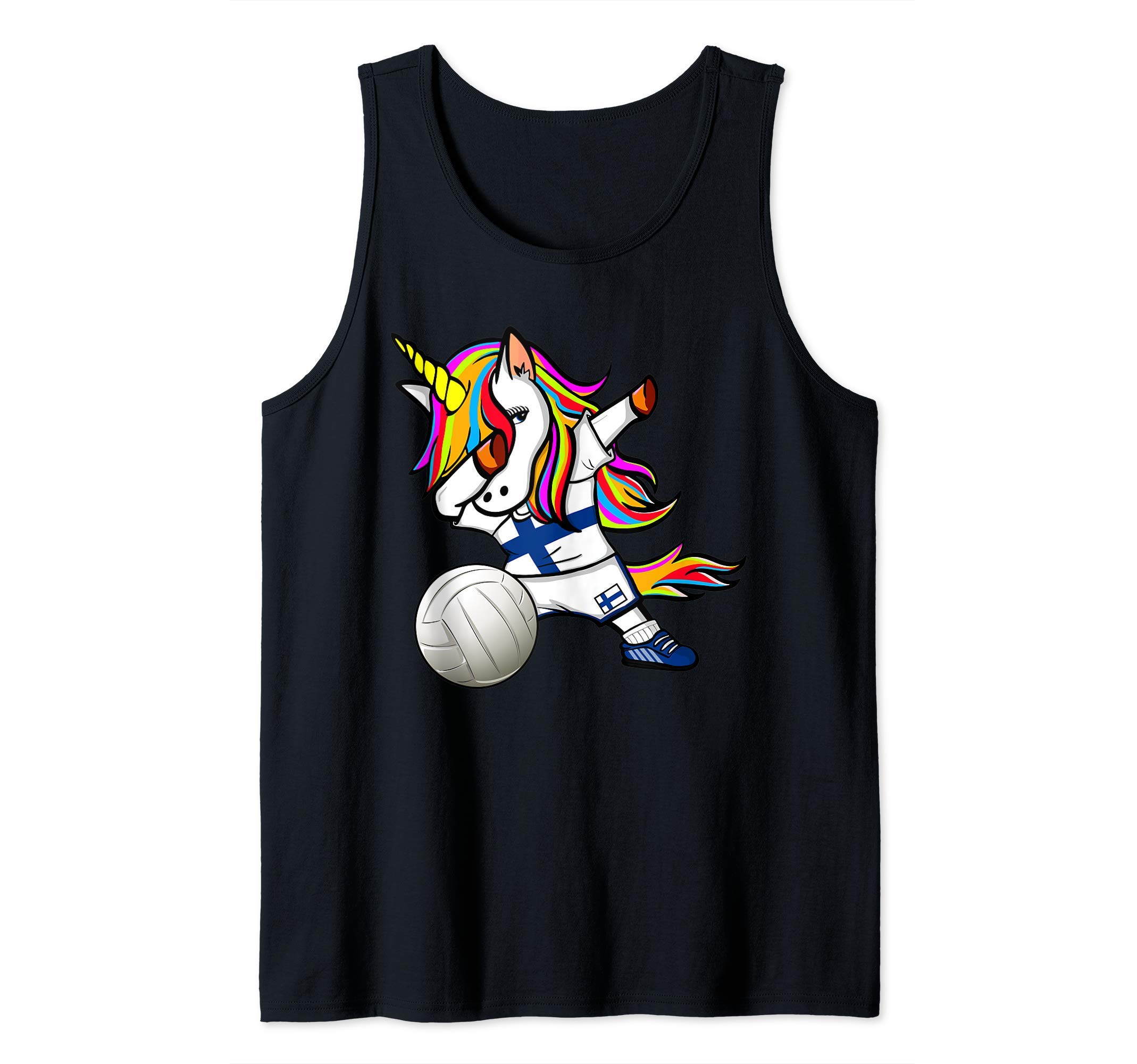 Dabbing Unicorn Finland Volleyball Fans Jersey Finnish Flag Tank Top