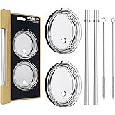 20 oz Tumbler Straw Lid, 2 Pack Replacement Lids for YETI 16oz Pint/20oz/24oz/25oz Straw Mug, Transparent Travel Tumbler Top with BPA Free and Shatter-proof