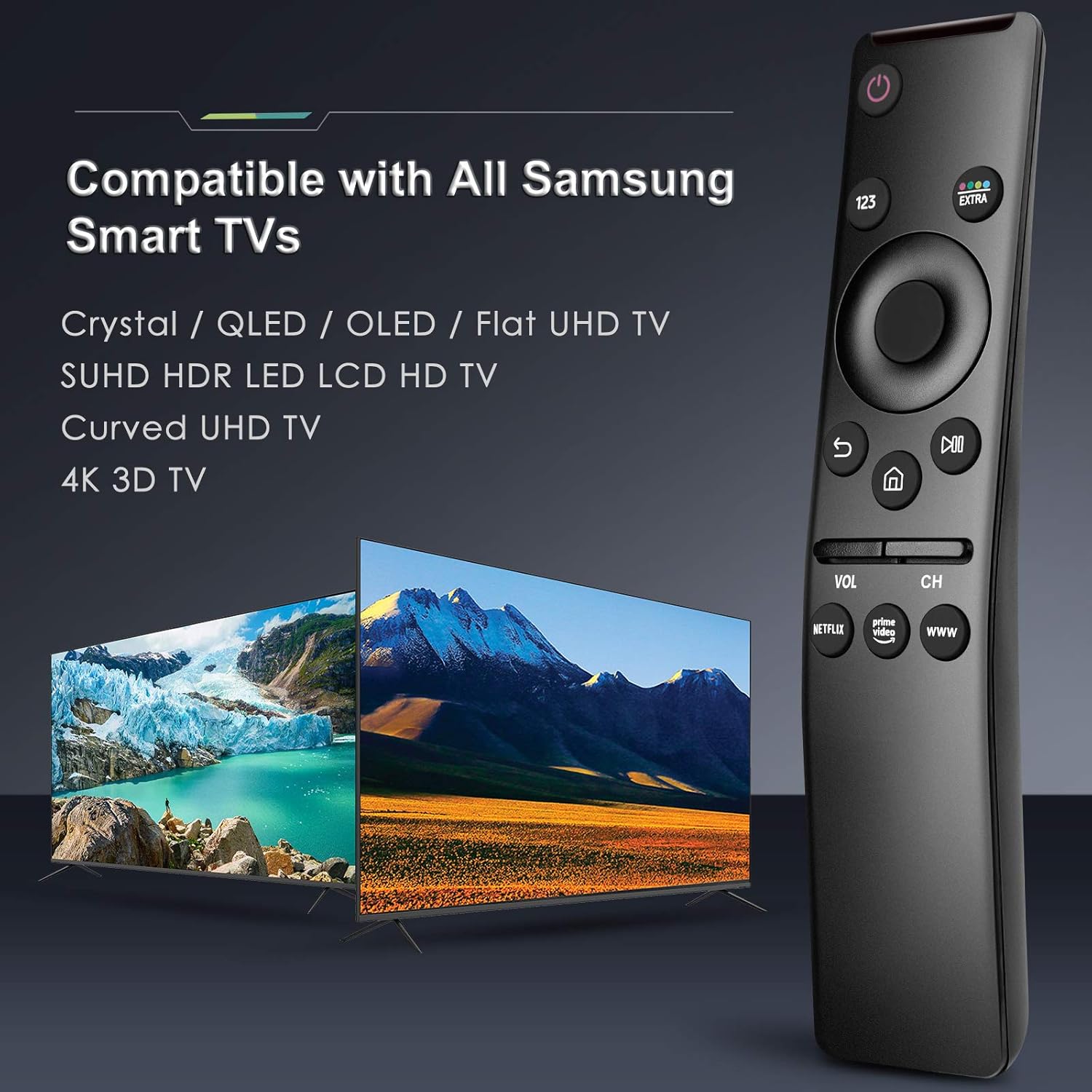EWO'S Universal Remote Control for All Samsung TV LED QLED UHD SUHD HDR LCD Frame Curved HDTV 4K 8K 3D Smart TVs, with Buttons for Netflix, Prime Video, WWW: Electronics