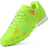 TUYSKE Youth Soccer Cleats for Boys and Girls Indoor Turf Football Shoes with Lace Up Closure for Kids