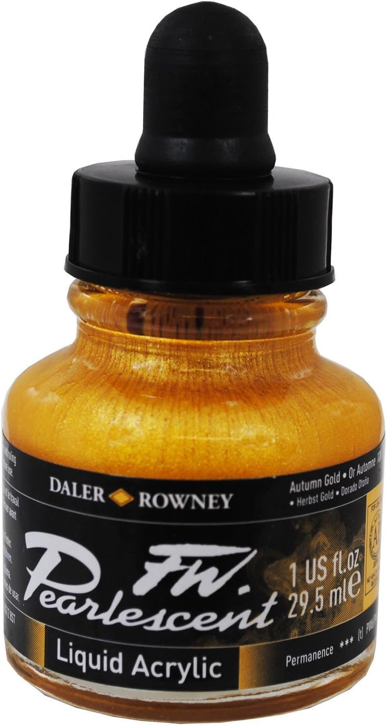 Daler Rowney FW PEARLESCENT Liquid Acrylic Ink 29.5 ml Pot (Autumn Gold)