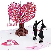 CFTONE Romantic Love Tree Anniversary Card, 6''x7.9'' Heart Tree Couple Love Pop-Up Card for Wedding, Valentines Day, Birthday, 3D Gift Cards for Her, Him, Wife, Husband