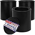 1-Quart Plastic Paint Bucket (3 Pack) - Triple Lock Airtight Seal - Minimizes Skimming - Rust Proof - Odor & Chemical Resistant - 32 Fl Oz All-Plastic Paint Can with Snap On Lid - Stock Your Home