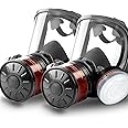 HANUU Gas Masks Survival Nuclear and Chemical, Gas Mask with 40mm Activated Carbon Filter and P-A-1 Filters, Tactical Full Face Respirator Mask for Vapor Chemicals Spray Paint Resin Dust (2 Pack)
