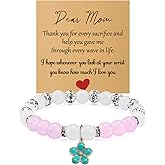 Mom Birthday Gift bracelet Mom Gift Bracelet From Son Daughter Beads Bracelet for Mother Women Mommy Mothers Day Gifts for Mother Women Bracelets Jewelry for Mommy Christmas Valentines Gifts Bracelets
