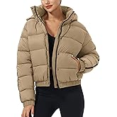 Pioneer Camp Women's Winter Cropped Puffer Jacket with Hood Waterproof Short Warm Quilted Jacket Puffy Bubble Coat Outerwear
