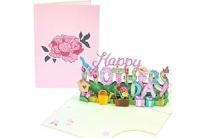 PopLife Happy Mother's Day 3D Pop Up Card - Spring Gardening, Flower Theme Gift - for Mom, Wife, Sister, Grandma, Step-mom, Mother-In-Law