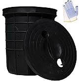Perforated Sump Basin with Cover, Perforated Sump Pump Bucket with Drilled Holes for Crawl Spaces, Yards, Patios, Driveways a
