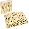 Total Bamboo Forks 3.5 Inches Appetizer Forks Double Prong Appetizer Cocktail Forks Mini Food Blunt End Forks for Banquet Cat