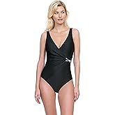 Gottex Harbourside Women’s Textured Square Neck One Piece Swimsuit with Soft Cups and Tummy Control Beachwear Essential