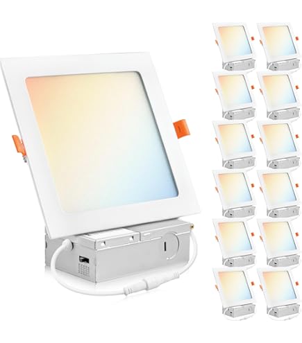 PARMIDA (12 Pack) 4 Inch Square 5CCT Ultra Thin LED Recessed