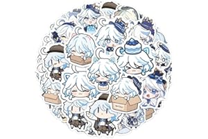 Gen Shins Stickers 58 Pcs - Cute Furina Figure Vinyl Waterproof Decals - Cute Gen Shins Furina Sticker for Water Bottle Scrap