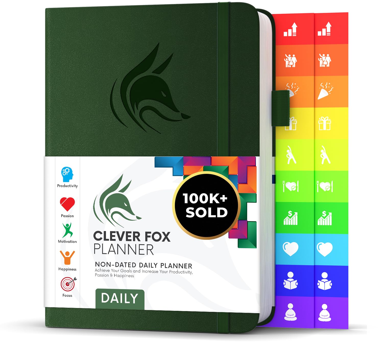 Clever Fox Planner Daily – 6-Month Undated Planner with Hourly Schedule, To-Do List & Time Management – Work & Personal Organizer, A5 (Forest Green)