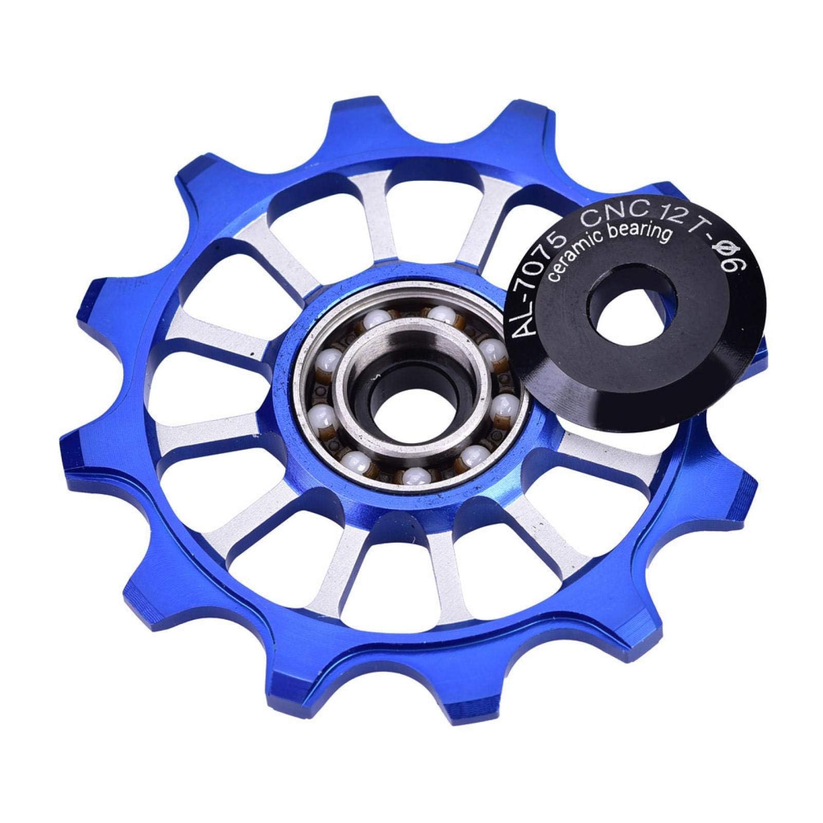 Bike Derailleur Pulley Aluminum Sealed Bearing Jockey Wheel Bicycle Guide Wheel Rear Derailleur Pulleys 12T Ceramic Aluminum Jockey Wheel Rear Fit 4/5/6mm Screws Support 7/8/9/10 speed (Blue)