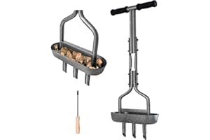 vanpein Lawn Aerator Core Garden Tool with Storage Tray, Manual Yard Grass Plug Aerators & A Clean Tool, 3 Tines Coring Aerator Tool for Soil Aeration, Lawn Care, Loose Soil, 38”