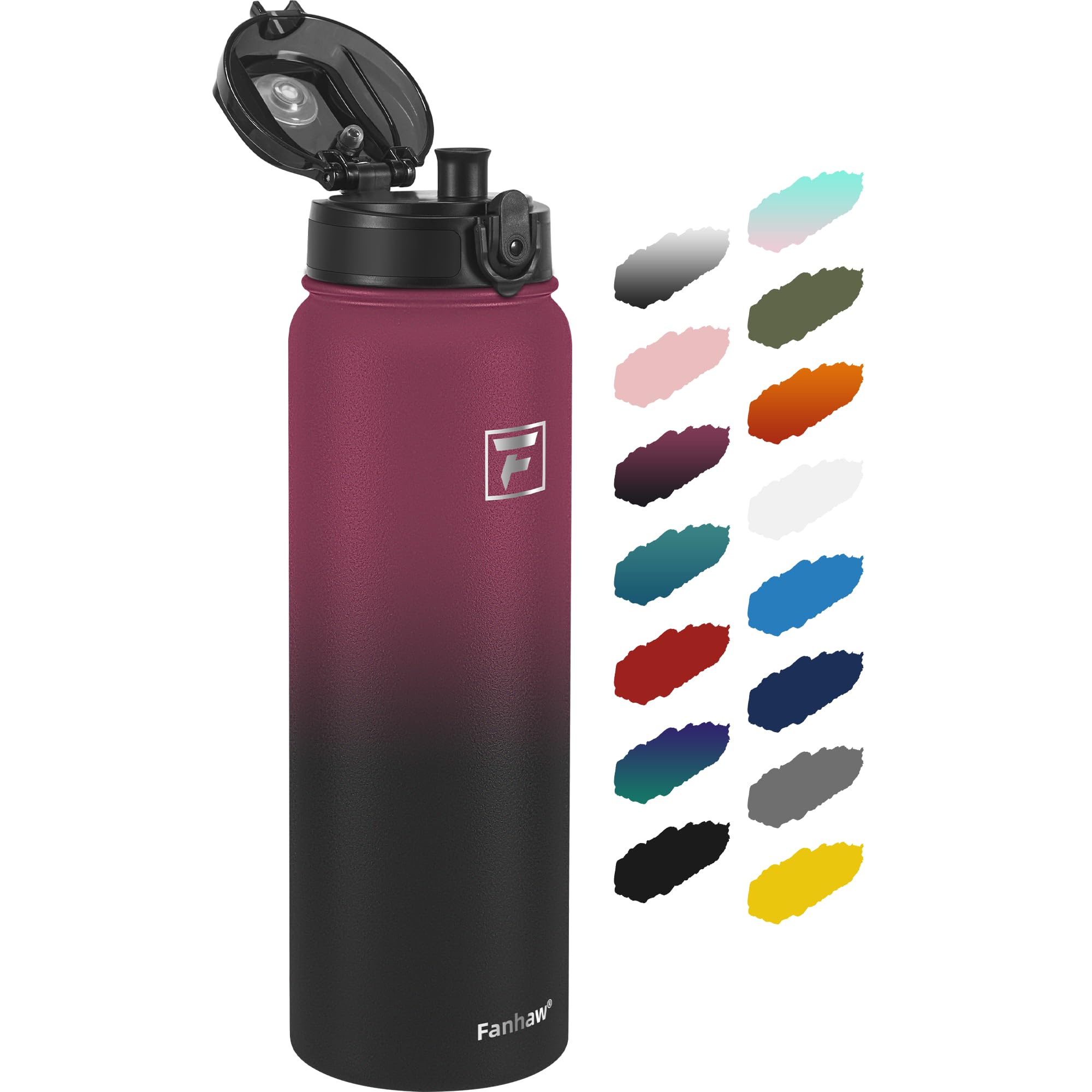 Fanhaw 1 L Insulated Stainless Steel Water Bottle with 1 Lid (Chug Lid) - For Kids, Women, Men | Leak & Sweat Proof with Anti-Dust Lid (Red Black)