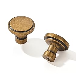 ZAUYX 10 Pack Antique Brass Cabinet Knobs 1-3/4