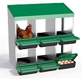 Eggluuz Chicken Nesting Box, 6 Compartments Egg Laying Nests Boxes for Hens