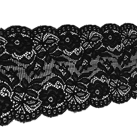 Homyl Vintage Elastische Spitzenborte Spitzenband Besatz Nähzubehör Applikation Häkel-Borte Spitze Nähen Dekoration - Schwarz