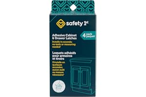 Safety 1st Adhesive Cabinet 4 Piece Latch for Childproofing, White