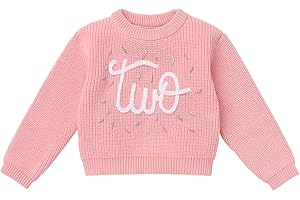 IBTOM CASTLE Baby Girls Boys First Birthday Outfit Fall Winter Long Sleeve Embroidery One Sweater Pullover Photoshoot Clothes