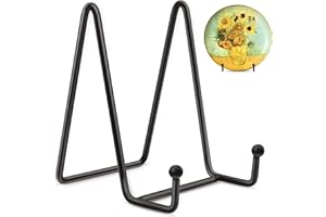 Mocoosy 2 Pack 4 Inch Plate Stands for Display - Black Iron Easel Plate Holder Display Stands Metal Frame Holder Stands for P