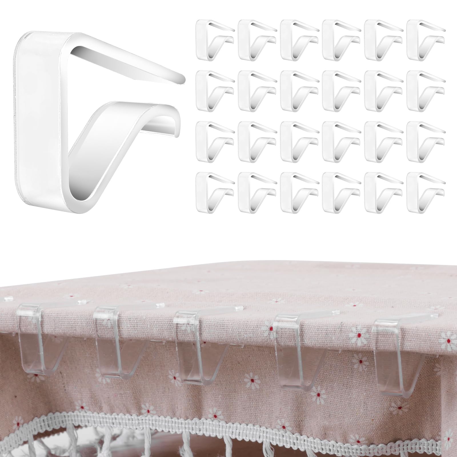 Photo 1 of 24 Pieces Clear Tablecloth Clips, Durable Plastic Table Cover Holders, Windproof Transparent Clamps for Securing Tablecloths Indoor Outdoor Party, Wedding, Christmas Event, Picnic, Camping (24, Large)