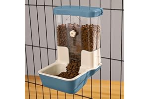 TOKAYIFE Hanging Automatic Food Dispenser, 27oz Large Capacity Hanging Pet Cage Feeder for Rabbit Bird Chinchilla Hedgehog Guinea Pig Ferret Kitty Puppy (Blue)