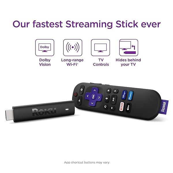 ROKU STREAMING STICK 4K | PORTABLE ROKU STREAMING DEVICE 4K/HDR/DOLBY VISION WITH VOICE REMOTE, FREE & LIVE TV