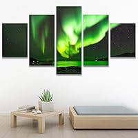 SIGNWIN 5 Panel Canvas Wall Art Astronomy & Space Contemporary Cosmic Dramatic Green Group Photography Realism Ultra for Home Decorations Ready to Hang - 60
