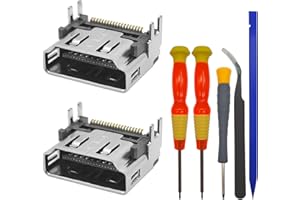 2 Pcs HDMI Port Socket Connector, HDMI Port Interface Connector Replacement + 5 Pcs Screwdrivers, Compatible with PS5 Console