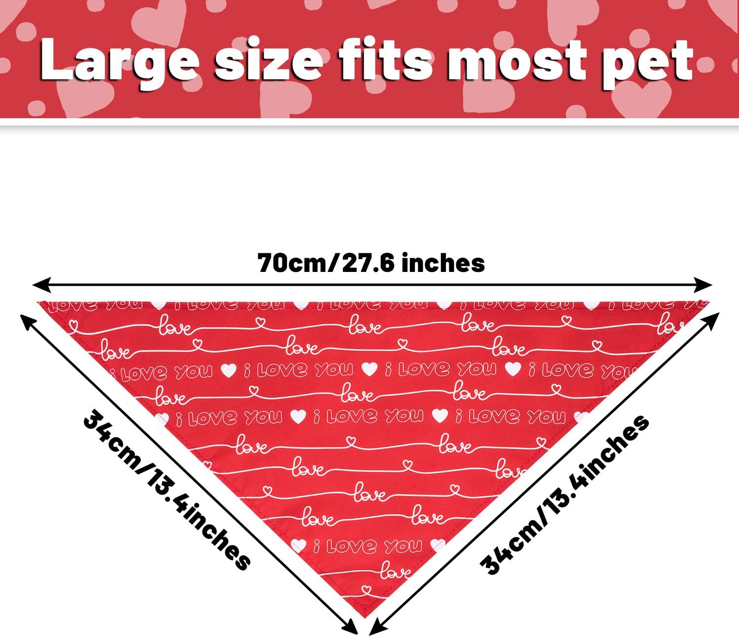 Whaline 6 Pack Valentine's day Dog Bandanas, Triangle Heart Love Bibs Scarf, Valentine Adjustable Neckerchief - Image 3