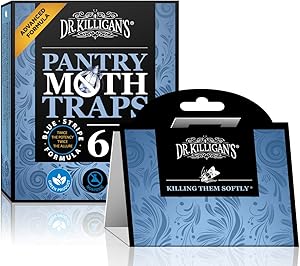 Dr. Killigan's Premium Pantry Moth Traps with Pheromone Attractant | Safe, Non-Toxic with No Insecticides | Organic (6, Blue)