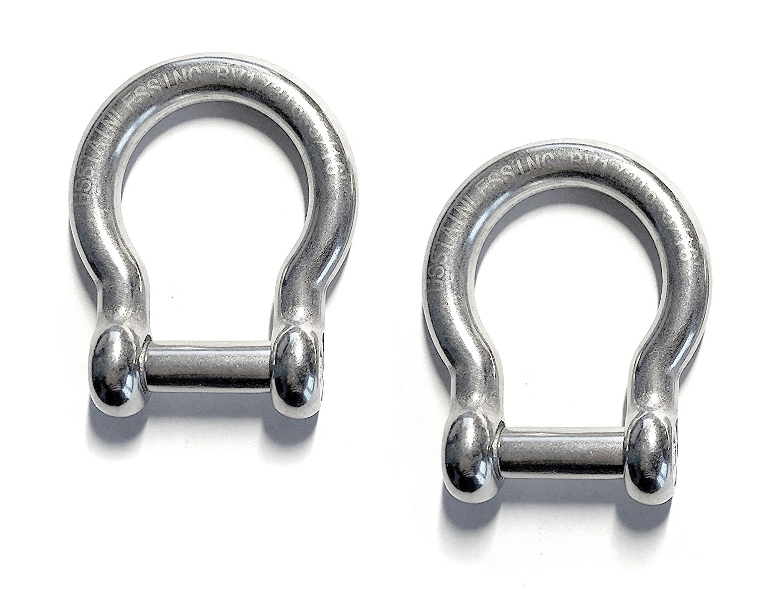 US Stainless 2 Pieces Stainless Steel 316 Bow Shackle 1/2" (12mm) with Hex Sink Pin Marine Grade