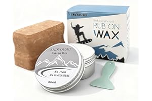 ANDYOUSKI Rub-on Ski Snowboard Wax Kit: 80ml Multi-Temperature Wax, Wax Cork, and Mini Scraper - No Iron Needed