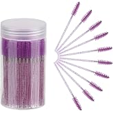CHEFBEE 100PCS Disposable Eyelash Spoolies Brush with Container, Purple | Soft Mascara Wands for Eyelash Extensions &amp; Eyebrow Grooming, Hygienic Single Use, Multipurpose Makeup Applicators