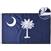 VICDRIA South Carolina State Flag 3x5 Ft, Deluxe Full Embroidered Heavy Duty 100% Polyester Durable SC Outside Flags, Indoor/Outdoor, Sewn Stripes and Brass Grommets