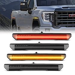 POPMOTORZ 4PCS Amber Smoked Lens Fender LED Side