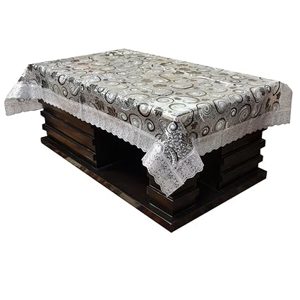 Kuber Industries PVC 4 Seater Centre Table Cover - Silver