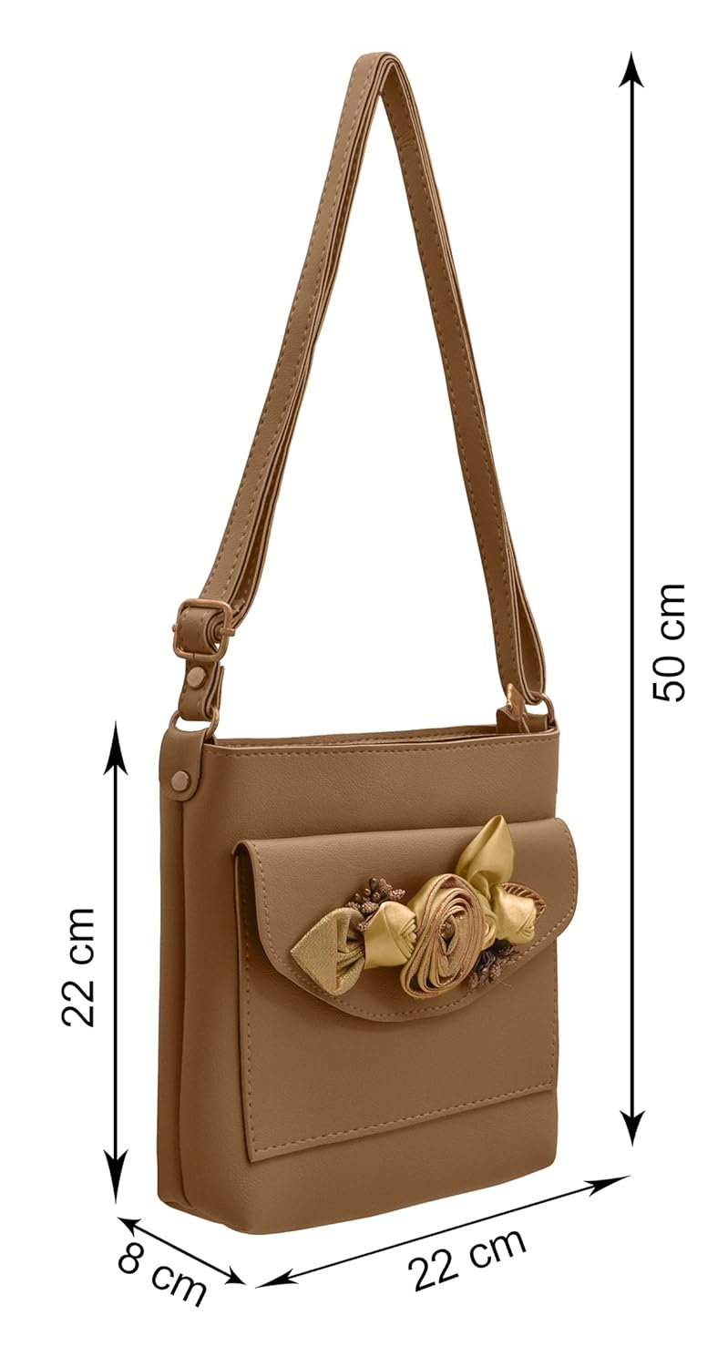 tap fashion fancy stylish party wear women's sling bag with 3d rose flower.