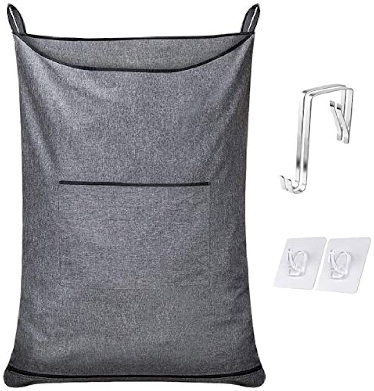 KINGSUSLAY Hanging Laundry Hamper, Space Saving Hanging Hamper Bag and Over The Door Hamper (89 x 56CM, Pop Heather Grey)