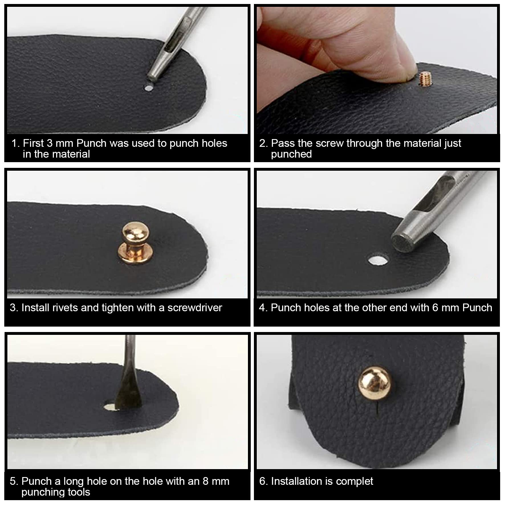 INKNOTE 125 Sets 5 Colors Chicago Screws Solid Round Head Button Tack Slotted Nipple Rivet Studs for Clothing Shoes Belts Bags Watchbands Dog Collars DIY Leather Craft Accessories