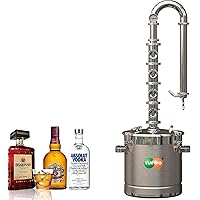 YUEWO 5.8Gal/22Litres 304 Stainless Steel Alcohol Distiller Flute Reflux Column Moonshine Still with Sight Glasses Home…