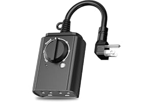 BN-LINK Outdoor 24-Hour Timer with Photocell Light Sensor, Water Resistant Photoelectric Countdown Timer(2, 4, 6 or 8 Hours M