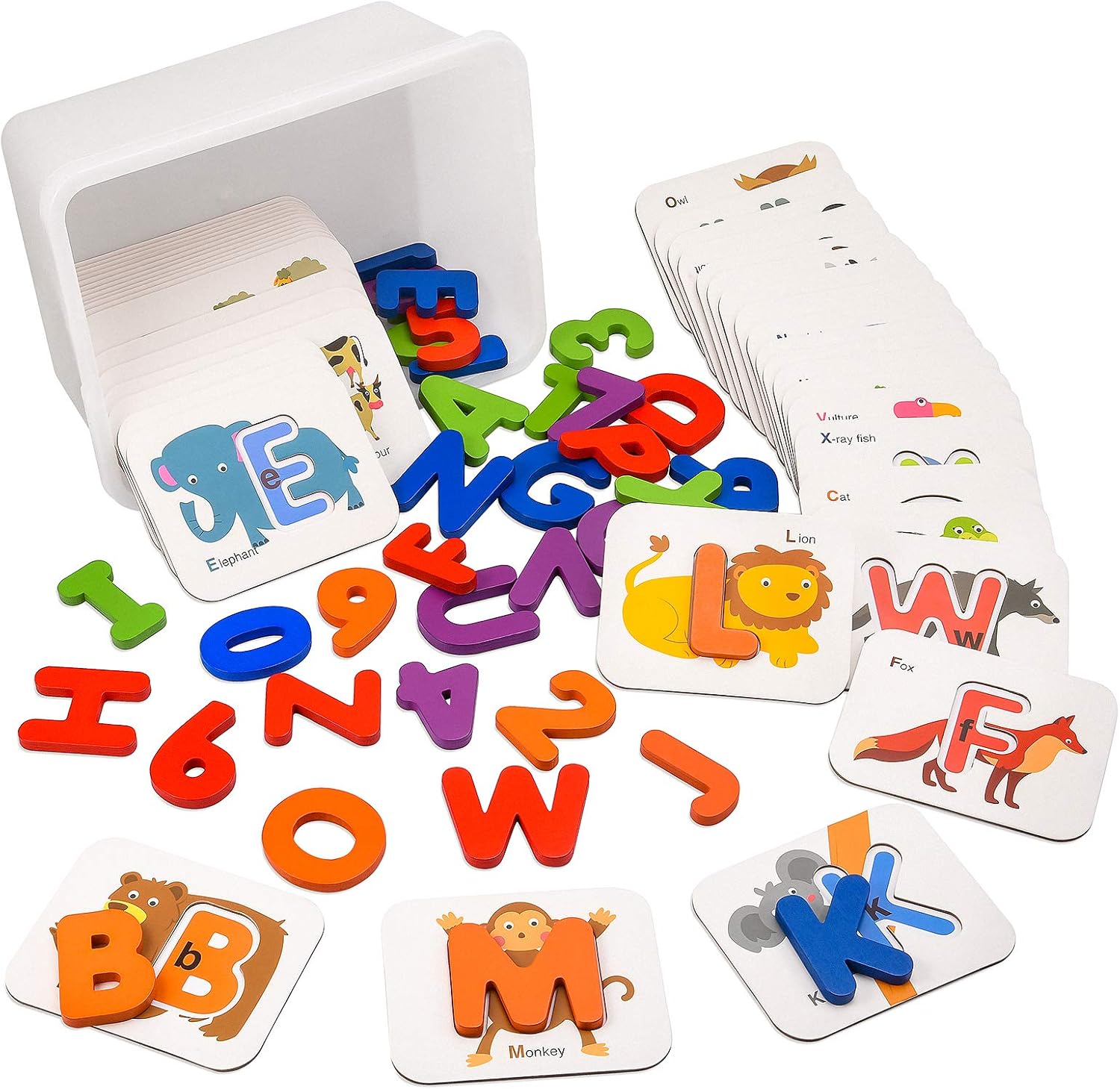 dmazing Numbers and Alphabets Flash Cards Set, Wooden Letters and ...