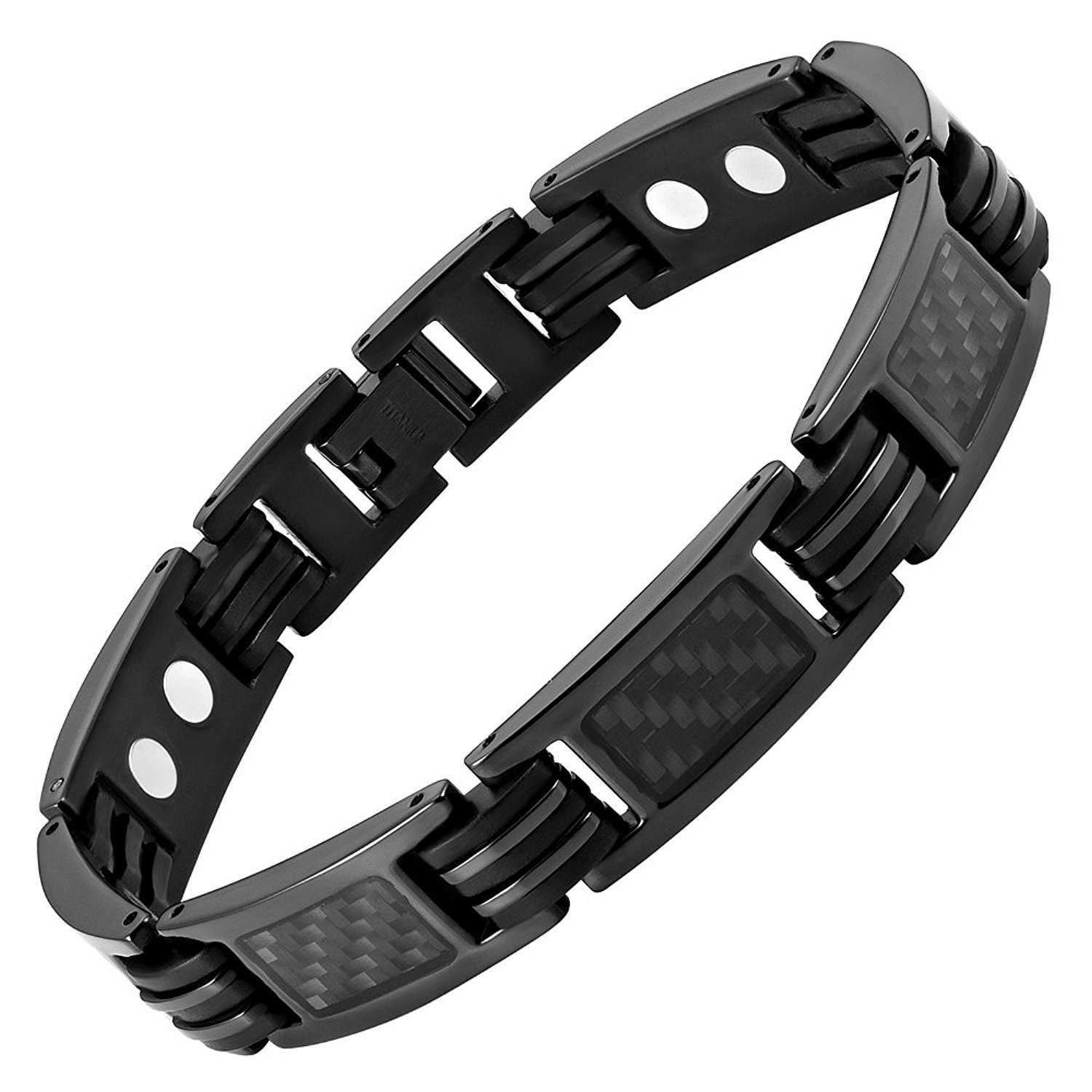 Willis Judd Mens Carbon Fiber Titanium Magnetic Bracelet Size Adjusting Tool and Gift Box Included